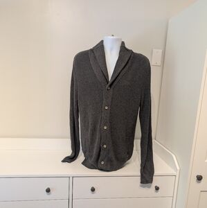 NWT Sun + Stone Men Size L Charcoal Gray Knit Long-Sleeve Cardigan Shawl Collar